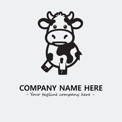 Cow illustration black and white for logo company vector image
