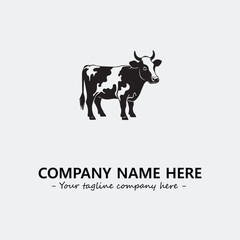 Cow illustration black and white for logo company vector image
