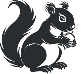 Obraz premium A playful squirrel character holding a nut in a whimsical cartoon style illustration.