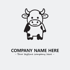 Cow illustration black and white for logo company vector image
