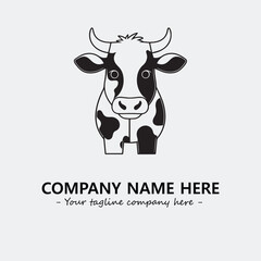 Cow illustration black and white for logo company vector image
