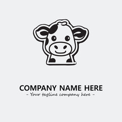 Cow illustration black and white for logo company vector image
