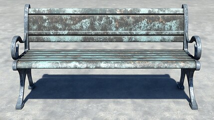 Weathered metal park bench