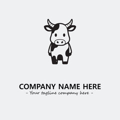 Cow illustration black and white for logo company vector image
