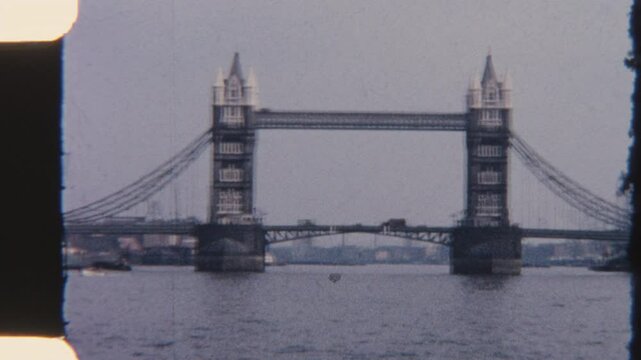 Classic London Landmark Tower Bridge Captured On 1960s 8mm Film