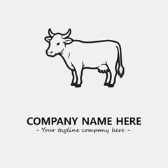 Cow illustration black and white for logo company vector image

