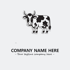 Cow illustration black and white for logo company vector image
