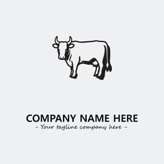 Cow illustration black and white for logo company vector image
