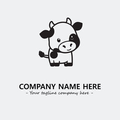 Cow illustration black and white for logo company vector image
