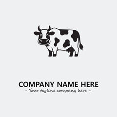 Cow illustration black and white for logo company vector image

