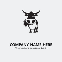 Cow illustration black and white for logo company vector image
