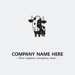 Cow illustration black and white for logo company vector image
