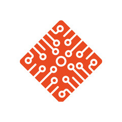 A diamond-shaped logo that symbolizes the network, connection