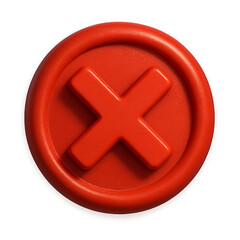 Red cross button icon isolated on transparent background