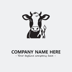 Cow illustration black and white for logo company vector image
