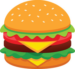 Delicious Cheeseburger with Lettuce Tomato and Melted Cheese on White Background.