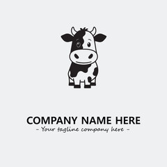 Cow illustration black and white for logo company vector image
