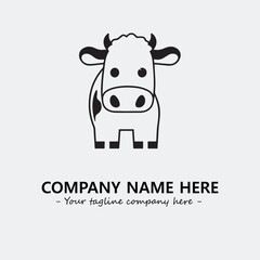 Cow illustration black and white for logo company vector image
