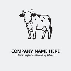 Cow illustration black and white for logo company vector image
