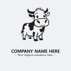 Cow illustration black and white for logo company vector image
