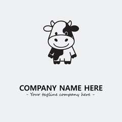 Cow illustration black and white for logo company vector image
