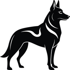 German Shepherd Silhouette Standing Alert Side Profile.