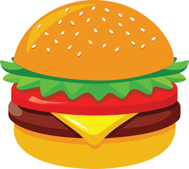 Hyperrealistic Cheeseburger Illustration with Juicy Beef and Fresh Toppings.