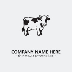 Cow illustration black and white for logo company vector image

