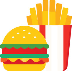 Iconic American Fast Food Combo with Cheeseburger and Fries.