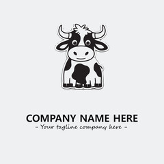 Cow illustration black and white for logo company vector image
