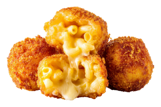 Close-up of fried mac & cheese balls
