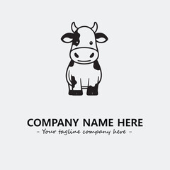 Cow illustration black and white for logo company vector image
