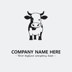 Cow illustration black and white for logo company vector image
