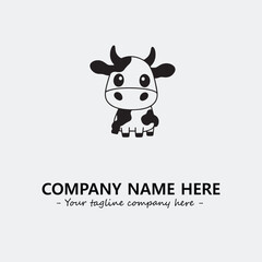 Cow illustration black and white for logo company vector image
