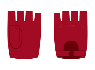 Fingerless Gloves Mitaine cherry cartoon Short length Fashion hand accessory clothing technical illustration garment. Vector front palm back view for Men, women, unisex style flat template CAD mockup