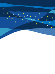 青のシンプルな星の瞬く抽象的な夜空のベクター背景透過イラストフレーム背景