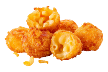 Close-up of fried macaroni balls