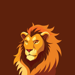 Realistic vector lion illustration with detailed fur and earthy tones.
