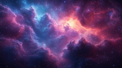 Fototapeta premium Vibrant Cosmic Nebula A Spectacular Display of Celestial Colors and Starry Depths in the Unive