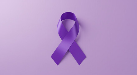 Purple Ribbon of Solidarity: A single, elegant purple ribbon rests serenely on a soft, lavender backdrop, a universal symbol of support.