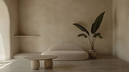 Minimalist beige living room