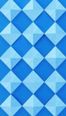 Fototapeta premium Geometric Pattern of Triangular Diamonds and Squares in White on Blue Background , abstract, modern
