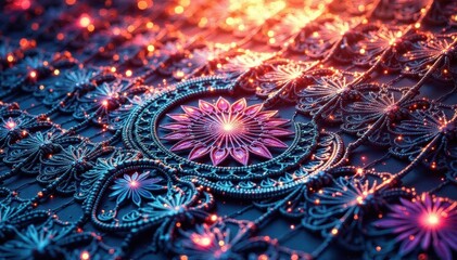 Fototapeta premium Geometric design in intricate lace, crisp lines , decorative, lace