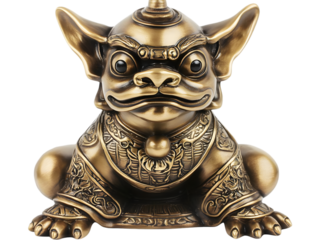 Detailed Bronze Animal Figurine in Studio isolated on Transparent Background