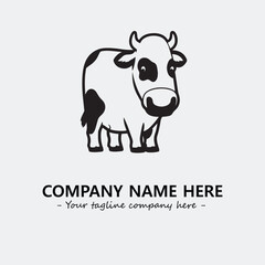 Cow illustration black and white for logo company vector image
