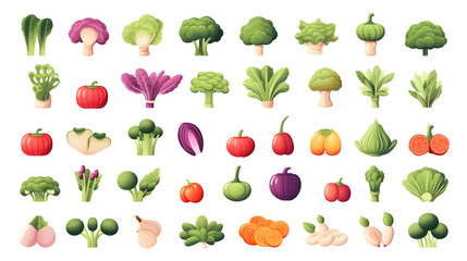 Fruit Vegetable Icons Set: Fresh & Healthy Vegetarian - Food Icon Collection