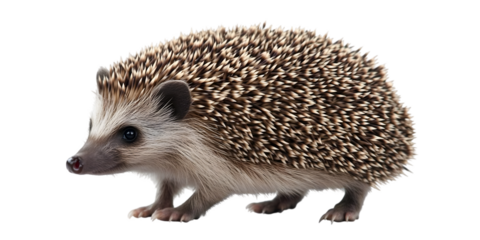 Isolated Photo Of A Hedgehog In Brown With Spikes And Fur On White