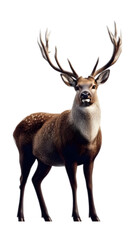 Fototapeta premium Isolated Realistic Deer Portrait With Brown Fur and Antlers Illustration