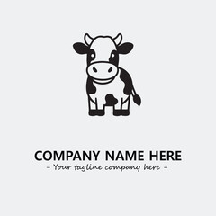 Cow illustration black and white for logo company vector image

