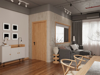 luxury home interior, modern living room 3d render
